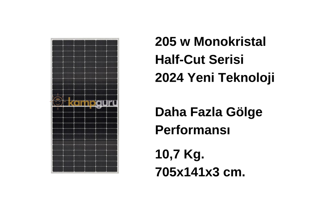 Apex 205 W Half-Cut / Full Black Monokristal Güneş Paneli (2024 Yeni Teknoloji)