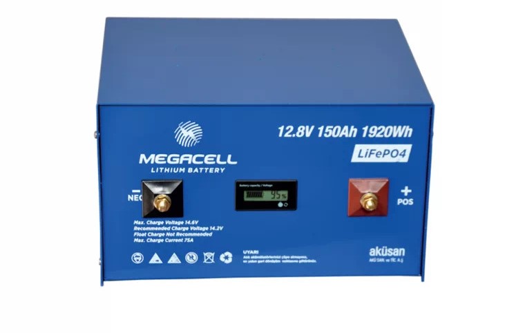 Megacell 12.8V 150Ah LiFePO4 Lityum Demir Fosfat Akü