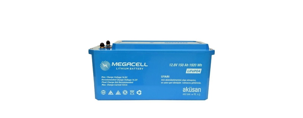 Megacell 12.8V 150Ah LiFePO4 Lityum Demir Fosfat Akü