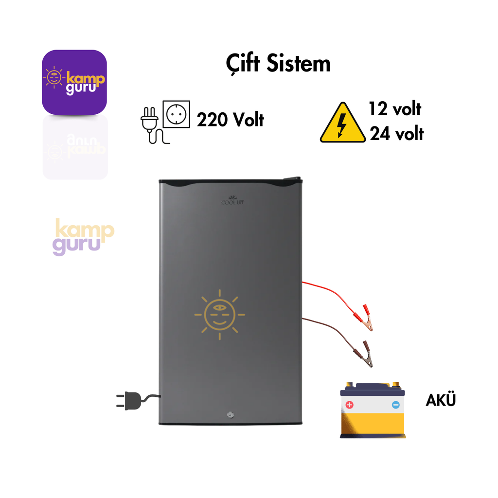 Çift Sistem Cool Life 90 Litre Antrasit Buzdolabı 12/24/220 Volt