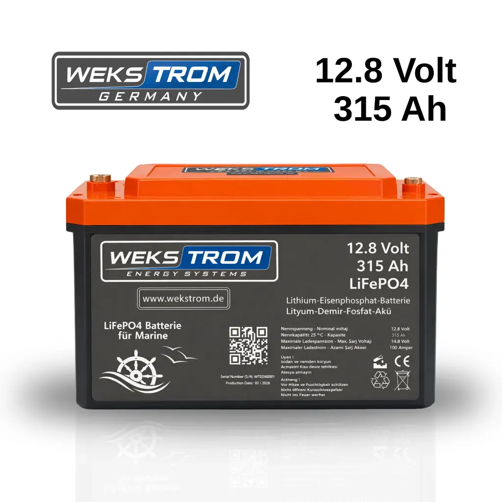 WEKSTROM GERMANY Lityum Demir Fosfat Akü 12,8 V 315 Ah LiFePO4 Bluetooth