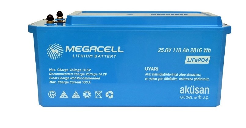 Megacell 25.6V 110Ah LiFePO4 Lityum Demir Fosfat Akü