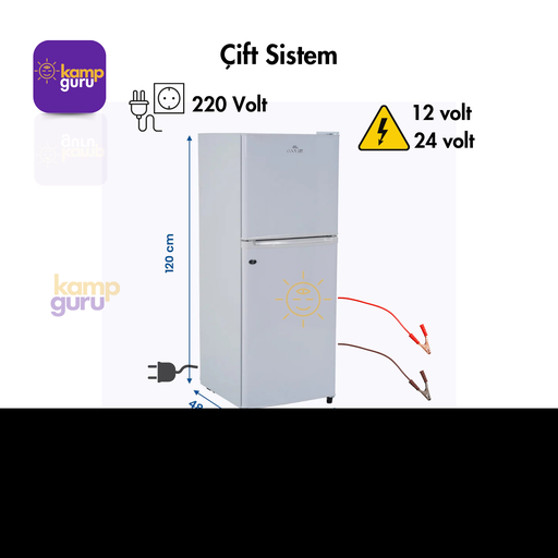 [KG-CIFT-CL-120-BYZ] Çift Sistem Cool Life 120 Litre Beyaz Buzdolabı 12/24/220 Volt