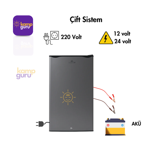 [KG-CIFT-CL-90-ANT] Çift Sistem Cool Life 90 Litre Antrasit Buzdolabı 12/24/220 Volt