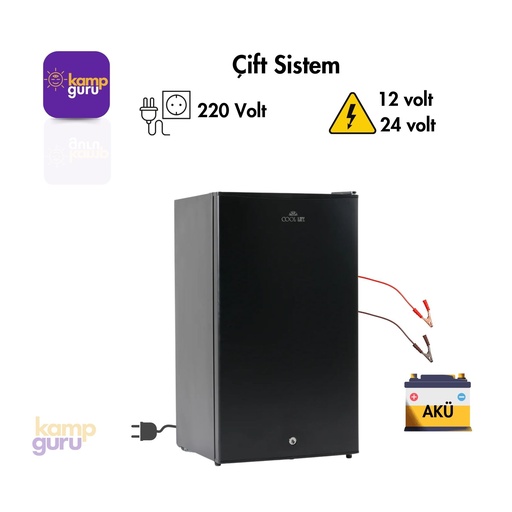[KG-CIFT-CL-90-SYH] Çift Sistem Cool Life 90 Litre Siyah Buzdolabı 12/24/220 Volt
