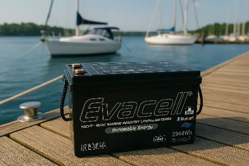 Evacell 12.8V (12 Volt) 230 Ah Amper LiFePO4 Lityum Demir Fosfat 2944 Wh Akü Bluetooth IP65 Marin Akü